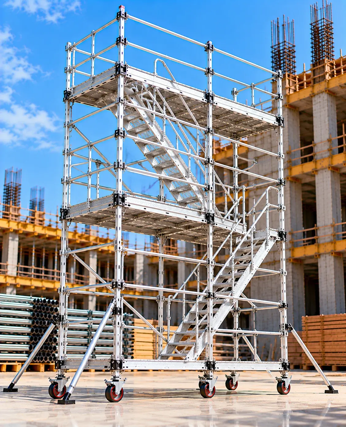 Double Width Staircase Aluminium Mobile Scaffolding Across Saudi Arabia