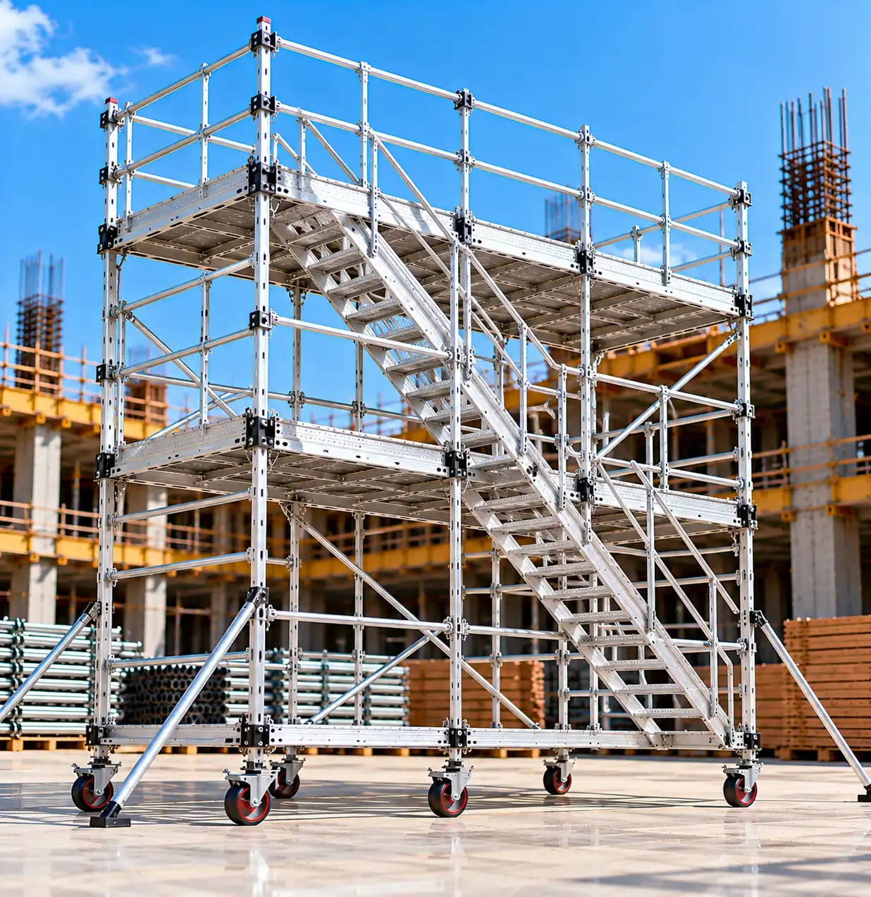 Double Width Staircase Aluminium Mobile Scaffolding Saudi Arabia